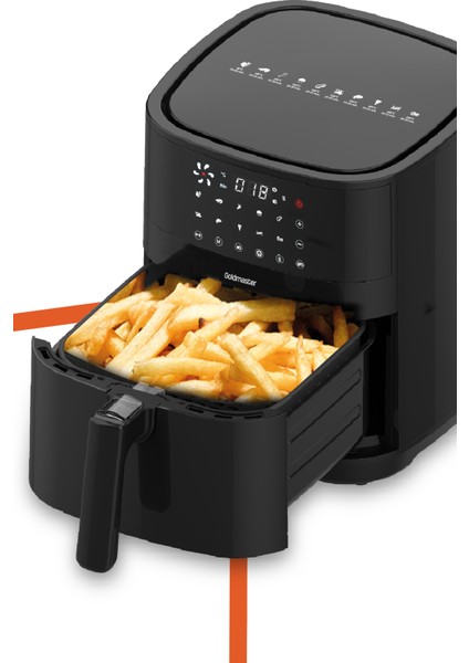 Smartfry Dijital Dokunmatik 10 Ön Ayarlı 6 Litre Airfryer Yağsız Kızartma Sıcak Hava Fritöz