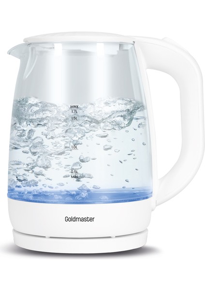 Blue 1.7 Lt Işıklı Cam Kettle Su Isıtıcı Beyaz In 6334