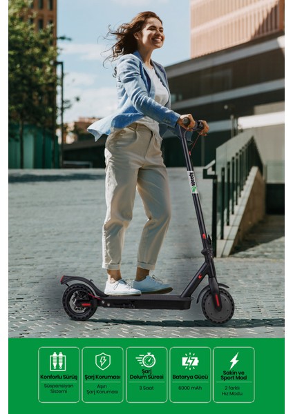 350W Güçlü Motor Süspansiyonlu Konforlu Elektrikli Scooter fiyatları