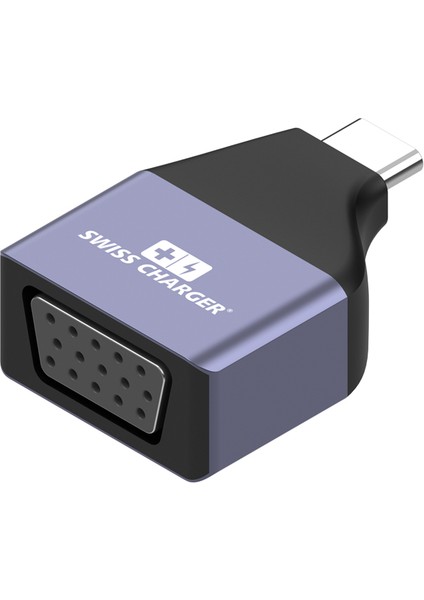 Swiss Charger 30051 Type C'den VGA Dönüştürücü Adaptör iPad MAC Windows uyumlu