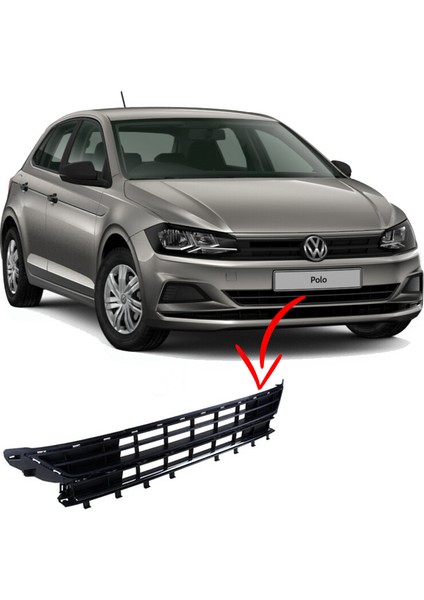 Volkswagen Polo 2018 - 2021 Tampon Orta Izgara Nikelajlı - 2G0853677M
