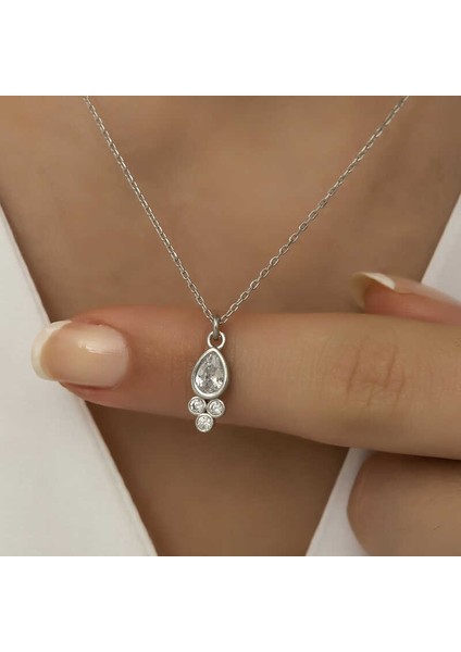 925 Ayar Gümüş Çiğ Damlası Tektaş Kadın Gümüş Kolye indirimleri