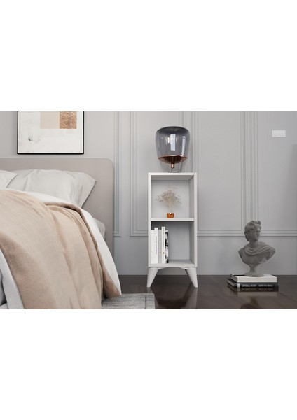 Raflı Ayaklı Beyaz Komodin KMD-1058