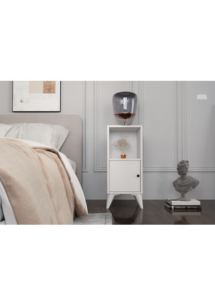 Modern Tasarımlı Beyaz Suntalam Kapaklı Komodin 30x30 cm Şık ve Fonksiyonel