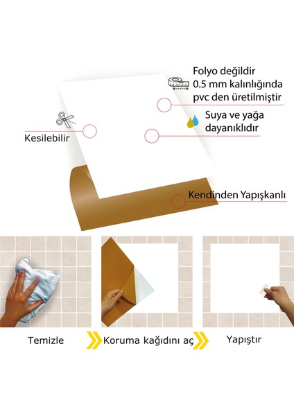 Kendinden Yapışkanlı Düz Beyaz Desenli Pvc Karo 30x30 cm 11 Adet 1m2