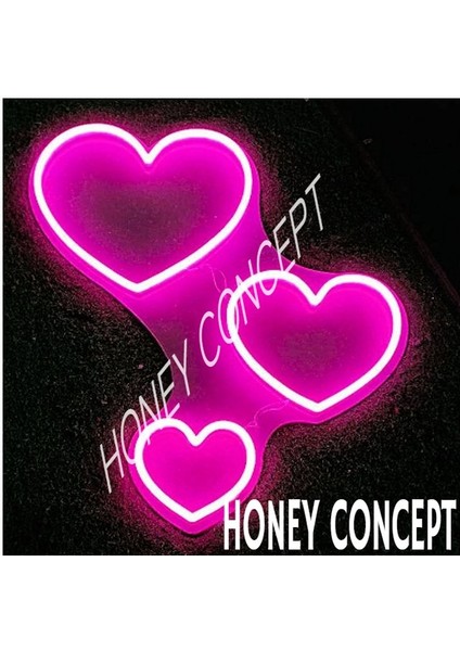 Üçlü Kalp Neom LED Işık