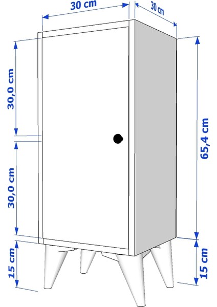 Raflı Kapaklı Ayaklı Beyaz Komodin Çıtasız KMD-1063-Ç fırsatları