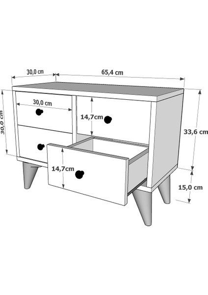 4 Çekmeceli Ayaklı Beyaz Komodin Çıtasız KMD-1067-Ç fırsatları