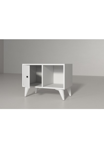 Raflı Kapaklı Ayaklı Beyaz Komodin Çıtasız KMD-1069-Ç modelleri