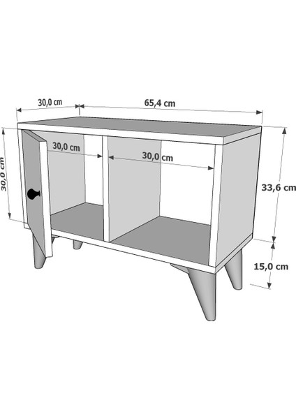 Raflı Kapaklı Ayaklı Beyaz Komodin Çıtasız KMD-1069-Ç fırsatları