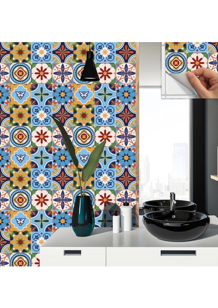 Kendinden Yapışkanlı Zambak Desenli Pvc Karo 30x30 cm 11 Adet 1m2