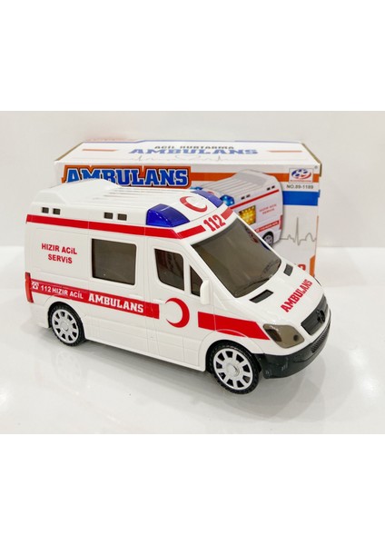 3D Işıklı Sesli Sirenli Pilli Oyuncak Ambulans Araba 112 Acil Kurtarma