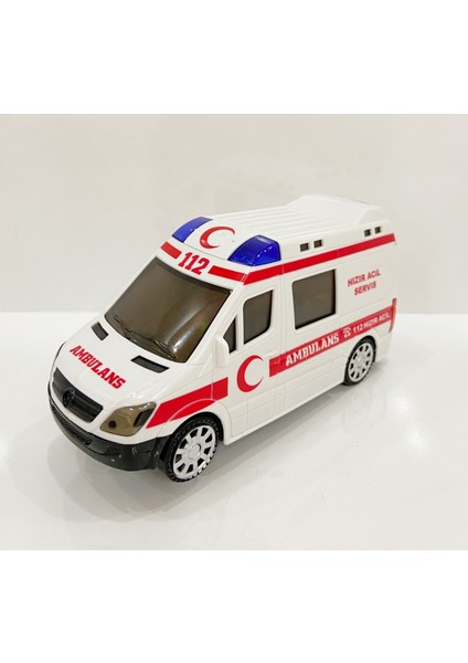 3D Işıklı Sesli Sirenli Pilli Oyuncak Ambulans Araba 112 Acil Kurtarma modelleri
