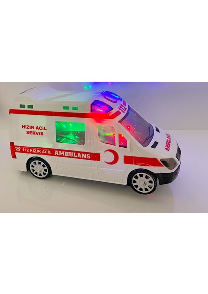 3D Işıklı Sesli Sirenli Pilli Oyuncak Ambulans Araba 112 Acil Kurtarma fırsatları