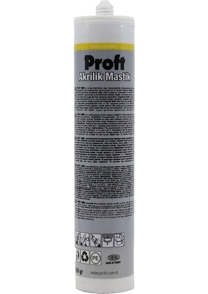 3 Adet Proft PR100 Akrilik Mastik 450 gr Siyah