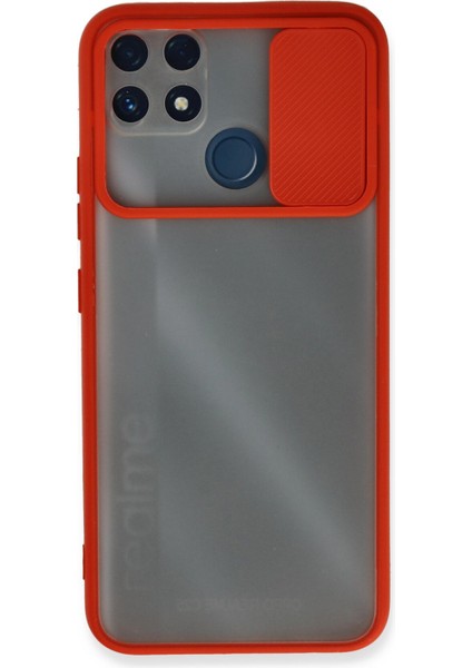 Realme C25 Kılıf Palm Buzlu Kamera Sürgülü Silikon - Kırmızı 300099