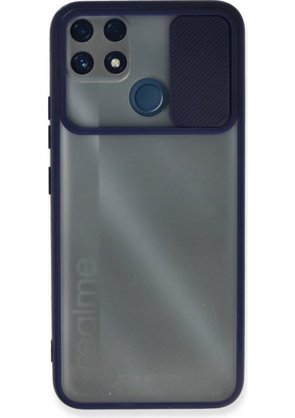 Realme C25 Kılıf Palm Buzlu Kamera Sürgülü Silikon - Lacivert 300099