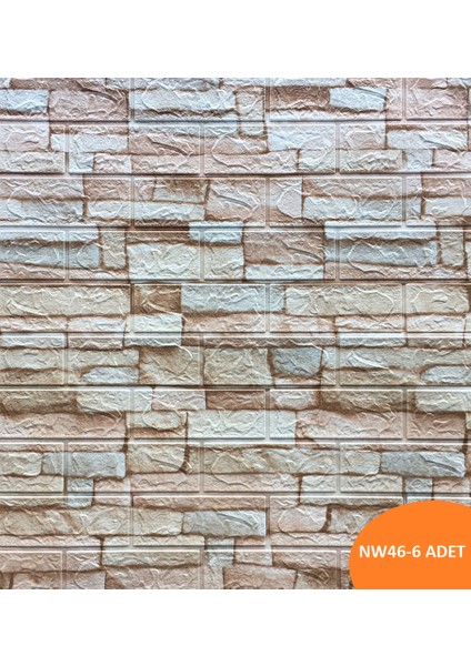 NW46 Kendinden Yapışkanlı Çok Renkli Taş Kahve Köpüğü Kendinden Yapışkanlı Paneli 70X77 cm