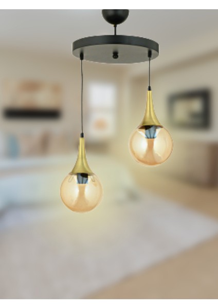 Damla 2'li Siyah-Eskitme Avize