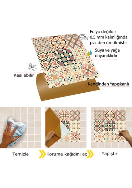 Kendinden Yapışkanlı Japon Desenli Pvc Karo 30x30 cm 11 Adet 1m2