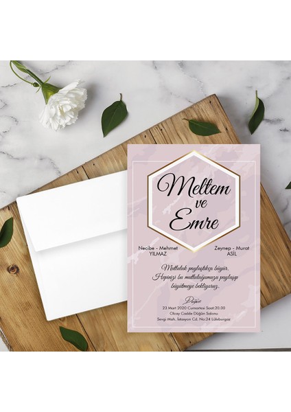 Beyaz Zarflı Davetiye Düğün - Nişan - Kına - Nikah (100 Adet)