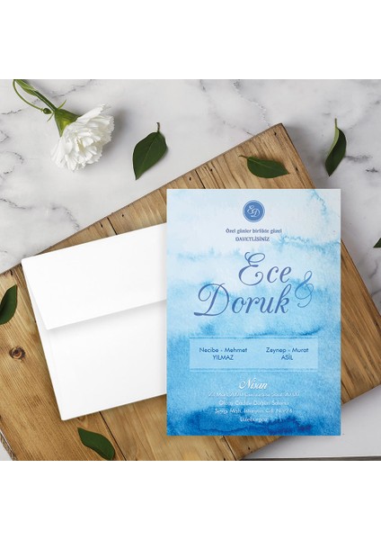 Beyaz Zarflı Davetiye Düğün - Nişan - Kına - Nikah (100 Adet)