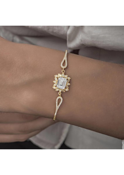 Rodyumlu Baget Zirkon Taşlı Yuvarlak Gümüş Bayan Bileklik fırsatları