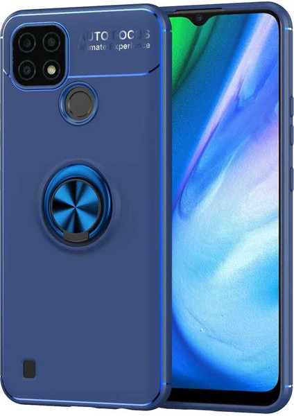 Realme C25 Kılıf Yüzüklü Standlı Autofocus Shockproof Ravel Silikon