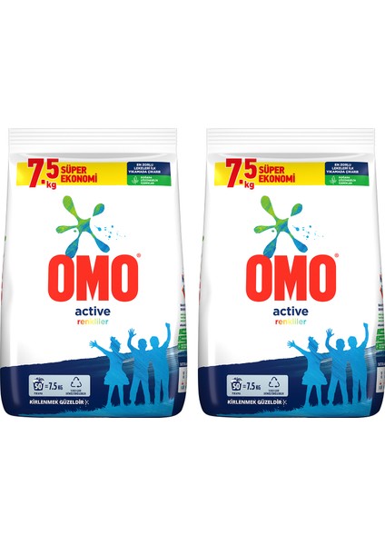 Active Fresh Toz Çamaşır Deterjanı Renkliler 7.5 kg X2