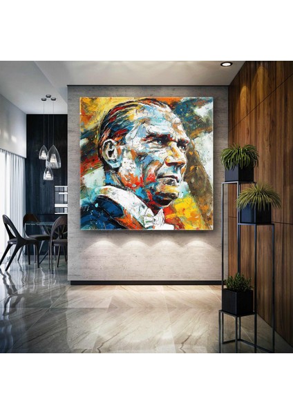 Mustafa Kemal Atatürk Karizma Bakışlı Portre Kanvas Tablo