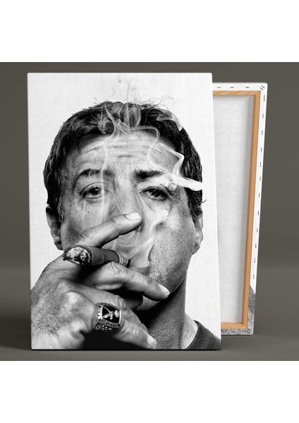 Sylvester Stallone Efsane Oyuncu Rambo Rocky Balboa Siyah Beyaz Kanvas Tablo