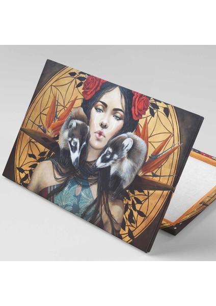 Gelincik ve Etnik Kıyafetli Kadın Genelenksel Desenli Kanvas Tablo fiyatları