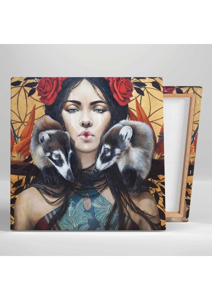 Gelincik ve Etnik Kıyafetli Kadın Genelenksel Desenli Kanvas Tablo fiyatları