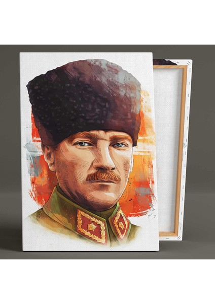 Mustafa Kemal Atatürk Kalpaklı Ilüstrasyon Kanvas Tablo