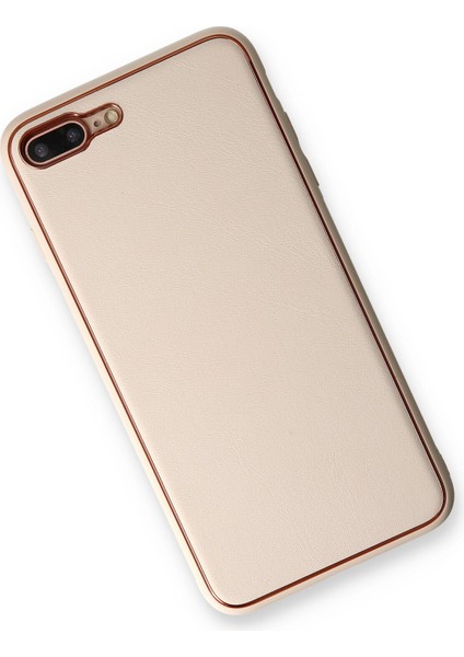 Iphone 8 Plus Kılıf Coco Deri Silikon Kapak - Gold