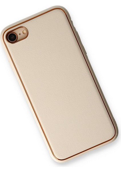 Iphone 8 Kılıf Coco Deri Silikon Kapak - Gold