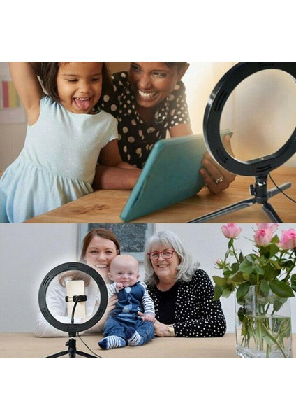 10INÇ 26CM Youtube Instagram Tiktok Selfie Stüdyo Video Fotoğraf Ring Light Tripod LED Halka Işık