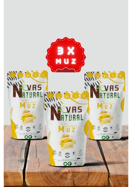 Dondurularak Kurutulmuş Avantajlı Freeze Dried Muz 3 x 30 gr