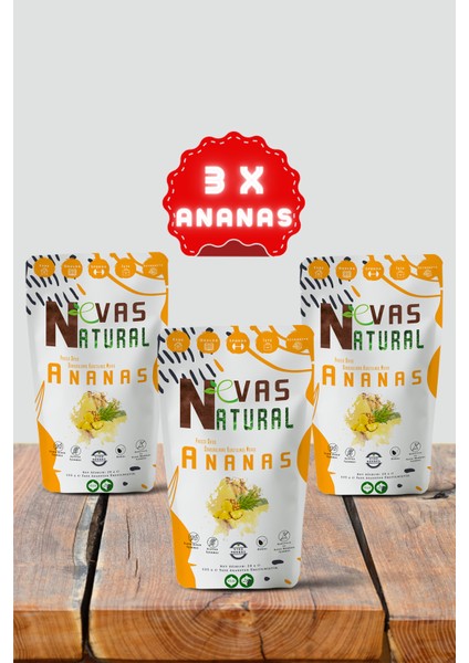 Dondurularak Kurutulmuş Avantajlı Freeze Dried Ananas 3 x 20 gr