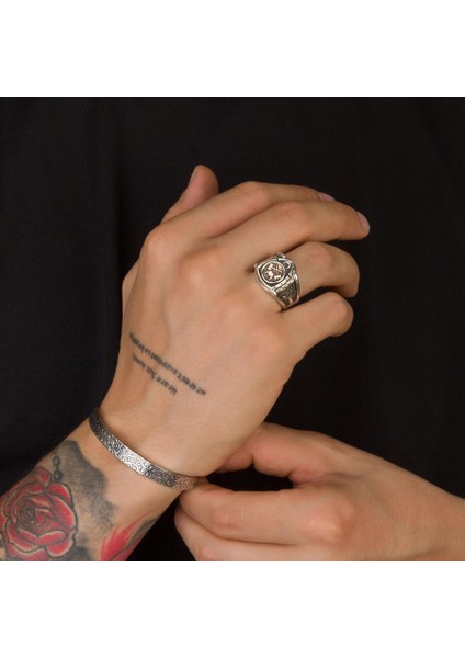 Zırh Model Hayat Ağacı Miğfer ve Balta Motifli Gümüş Erkek Viking Yüzüğü indirimleri