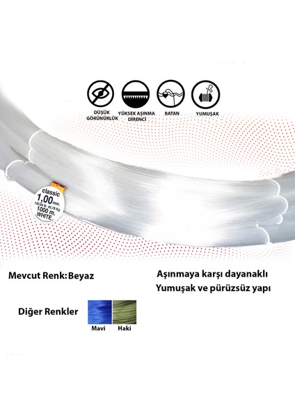 Classic 1000 M Beyaz Çile Misina modelleri