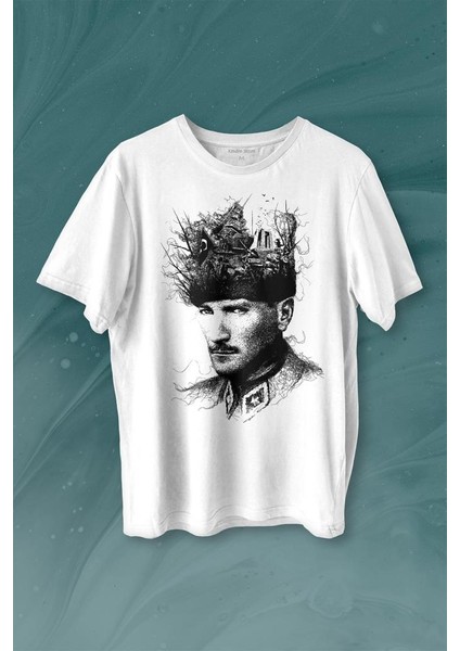 Atatürk Çanakkale Silüet Tipografi Mustafa Kemal Cumhuriyet Baskılı Tişört T-Shirt
