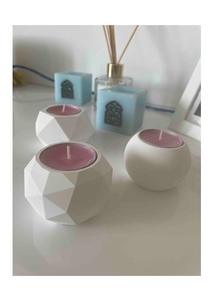 style way Üçlü Tealight Beton Mumluk Set modelleri