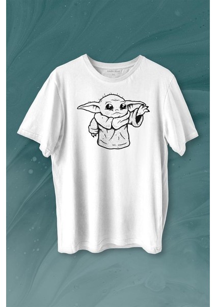 Baby Yoda Star Wars Mandalorian Silüeti Baskılı Tişört T-Shirt