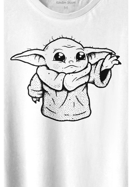 Baby Yoda Star Wars Mandalorian Silüeti Baskılı Tişört T-Shirt fiyatları