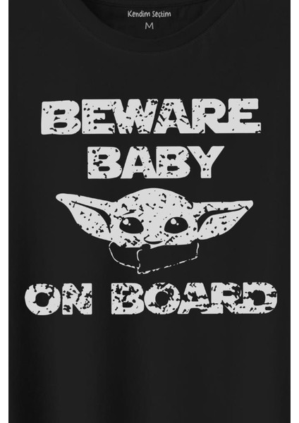 Baby Yoda Star Wars Mandalorian Beware Baby On Board Baskılı Tişört T-Shirt fiyatları