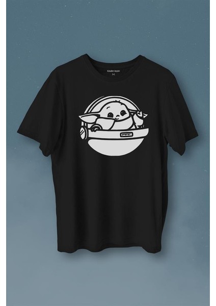 Baby Yoda Star Wars Mandalorian Uzay Mekiği Baskılı Tişört T-Shirt