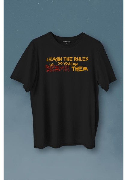 Learn The Rules Break Them Basquiat Kuralları Yık Baskılı Tişört T-Shirt