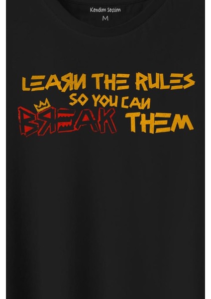 Learn The Rules Break Them Basquiat Kuralları Yık Baskılı Tişört T-Shirt fiyatları