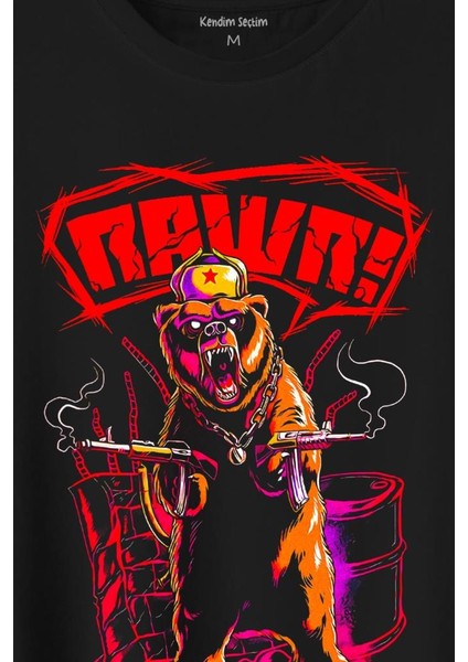 Rawr Bear Neo Kızıl Ayı Sosyalist Animal Baskılı Tişört T-Shirt fiyatları